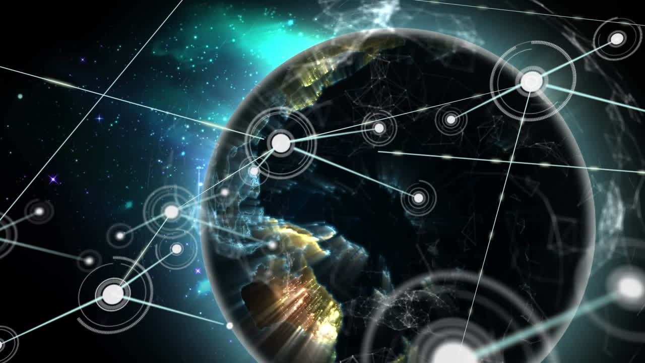 анимация земного шара с сетями соединений