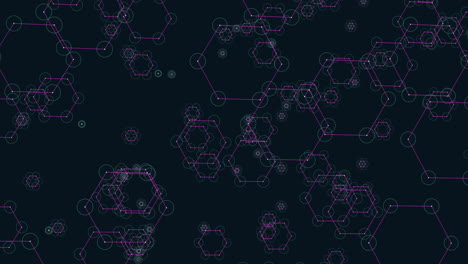 hexágonos de forma futurista con puntos de neón en degradado oscuro