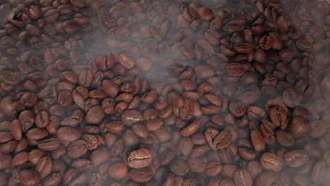 roasted coffee beans with smoke