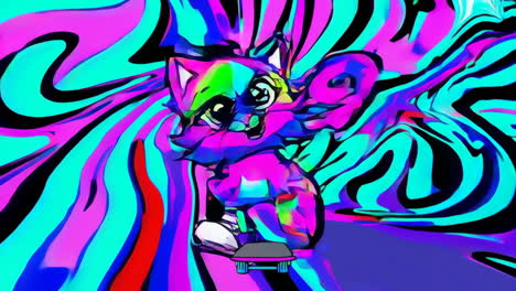 psychedelic skater cat