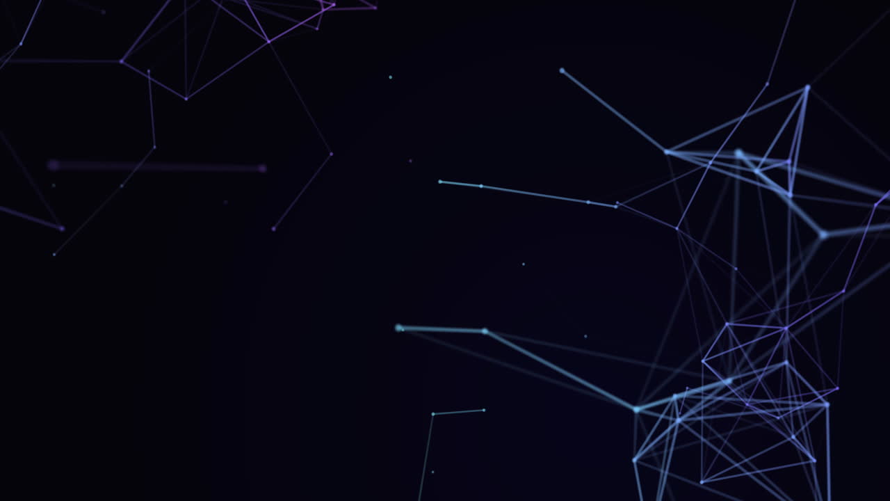 Animation of blue and purple light trails on blue background