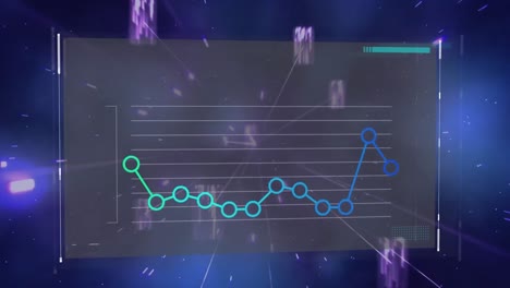 Animation-of-data-processing-and-light-trails-on-black-background