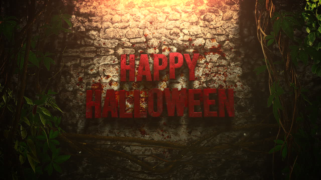 신비로운 숲에서 어두운 붉은 피와 함께 해피 할로윈