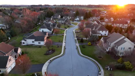 american neighborhood during spring sunset