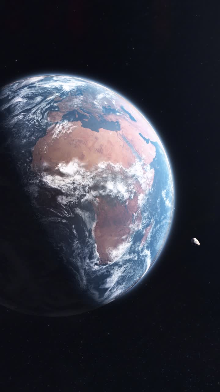 Earth and Asteroid in Space