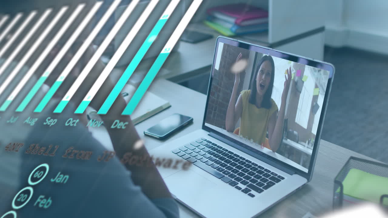 animación de gráficos, globo terrestre y lenguaje informático, diversos compañeros de trabajo compartiendo ideas en videoconferencia