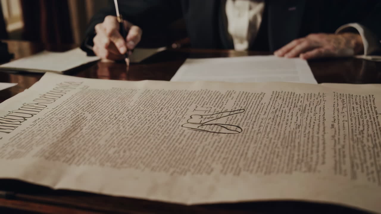 Abraham Lincoln Signing Documents