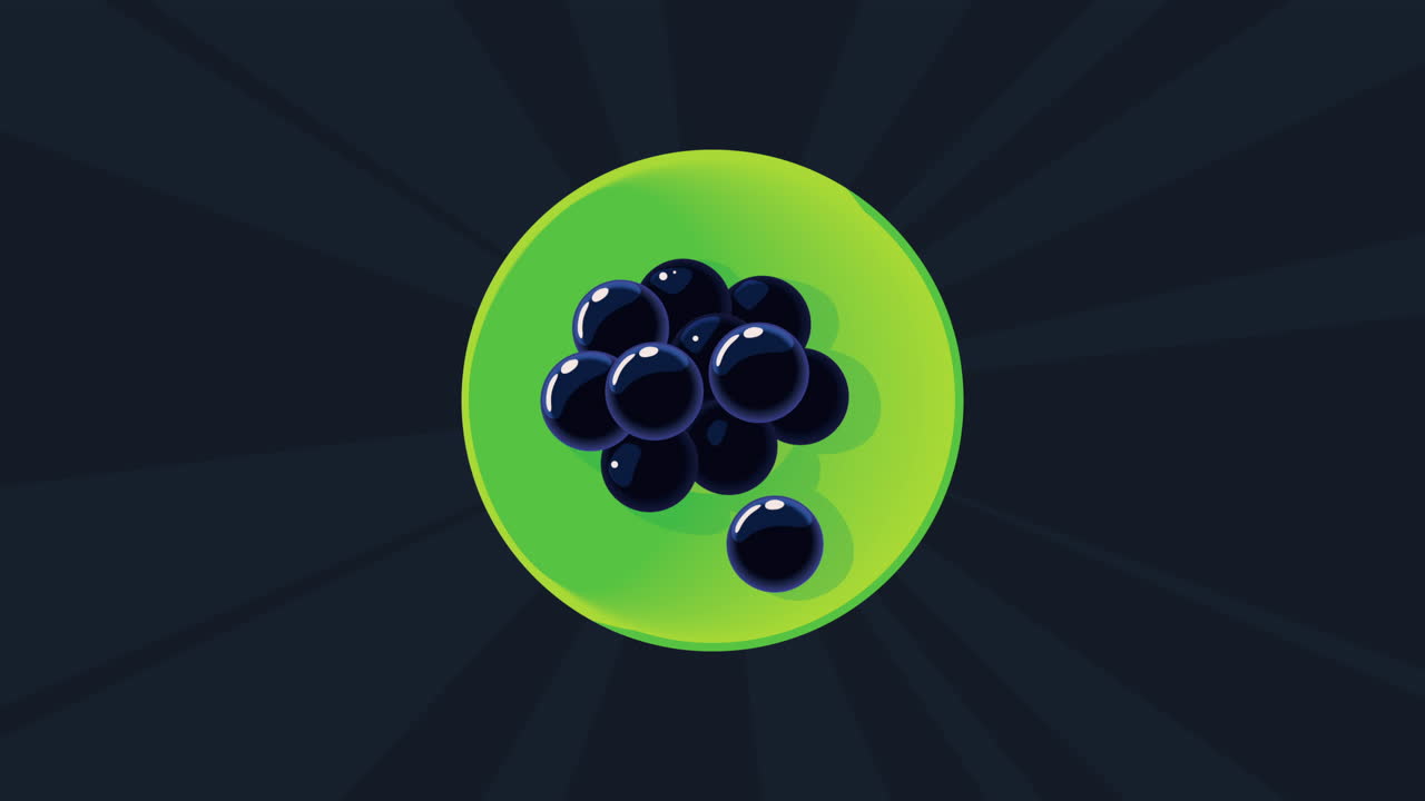 신선한 포도 과일 접시 애니메이션