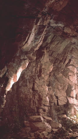 inside a cave with light shining through the entrance