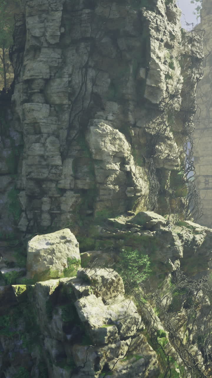 Stunning rock formations surrounded by lush greenery in a serene landscape