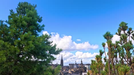 edinburgh cityscape from a high point with trees