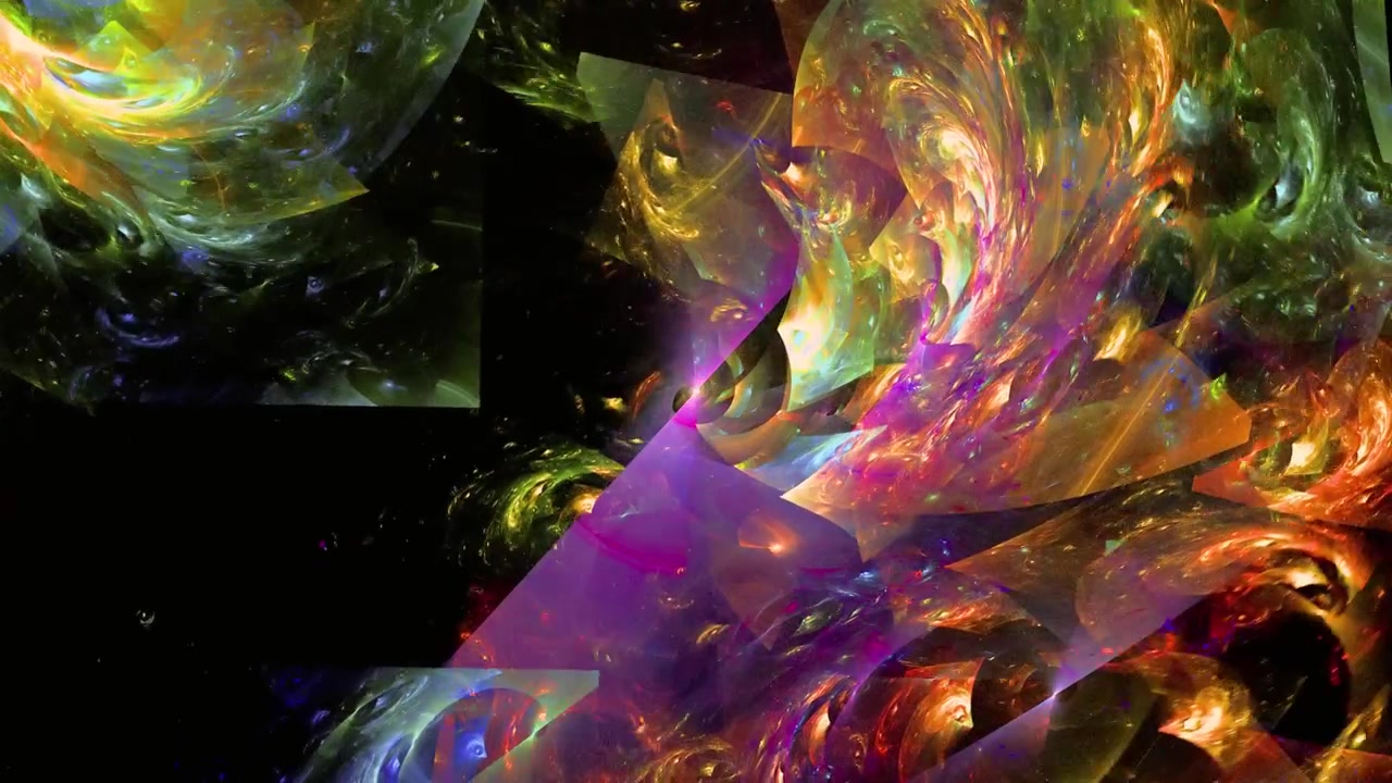 Vibrant Abstract Fractal Energy Moving on Black Background