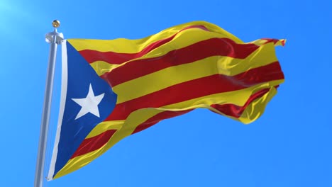 estelada blava flag waving at wind, catalonia republic, in slow motion, loop