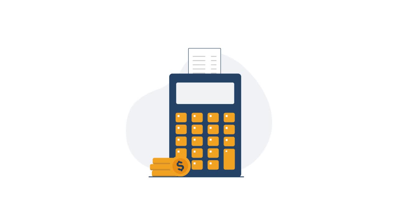 Animated Calculator with Coins and Receipt for Financial Calculations