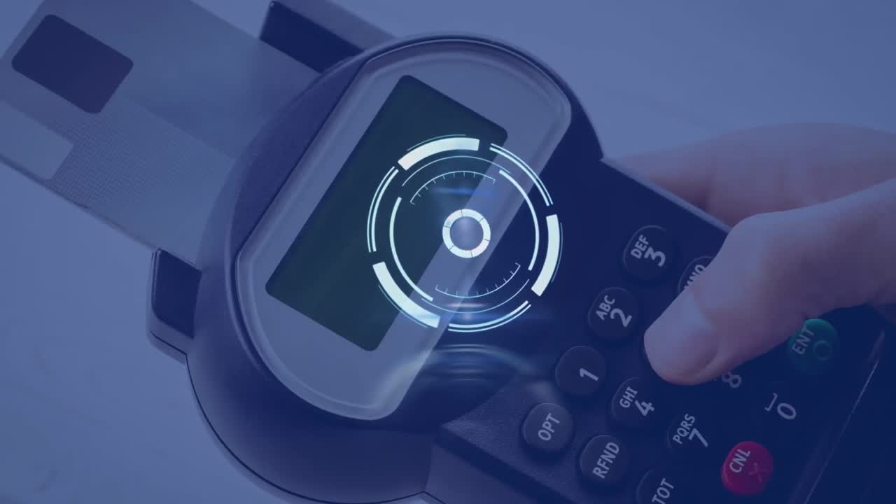 animación del escaneo de alcance sobre el terminal de pago