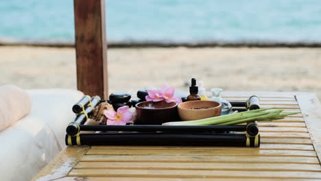 tray full of massage products