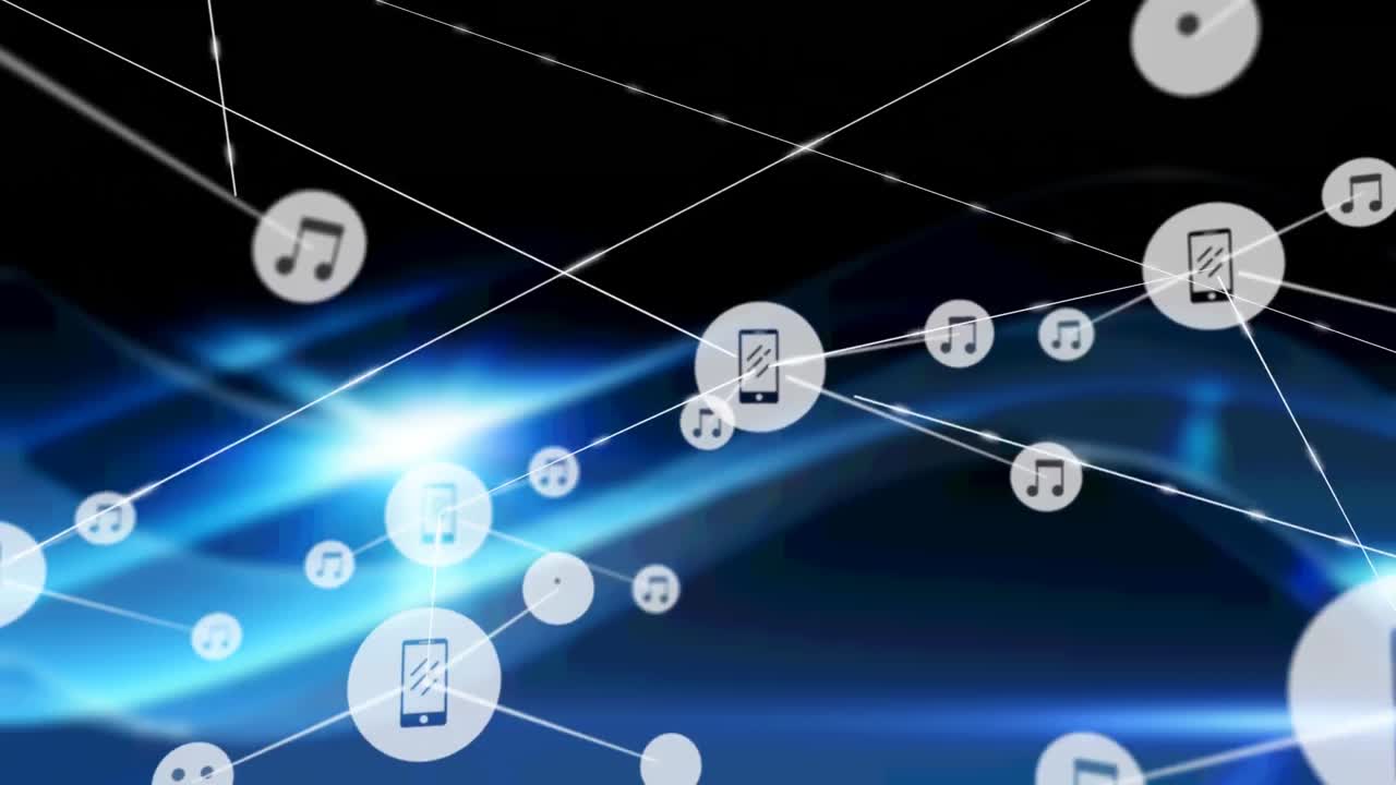 검은색 배경에 연결 네트워크의 애니메이션