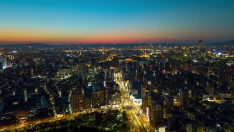 sunset sky taipei cityscape downtown traffic aerial panorama 4k timelapse taiwan