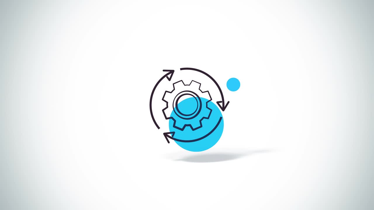 Arrows rotate and gear symbol flat animation