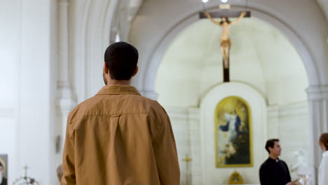 man entering at the church