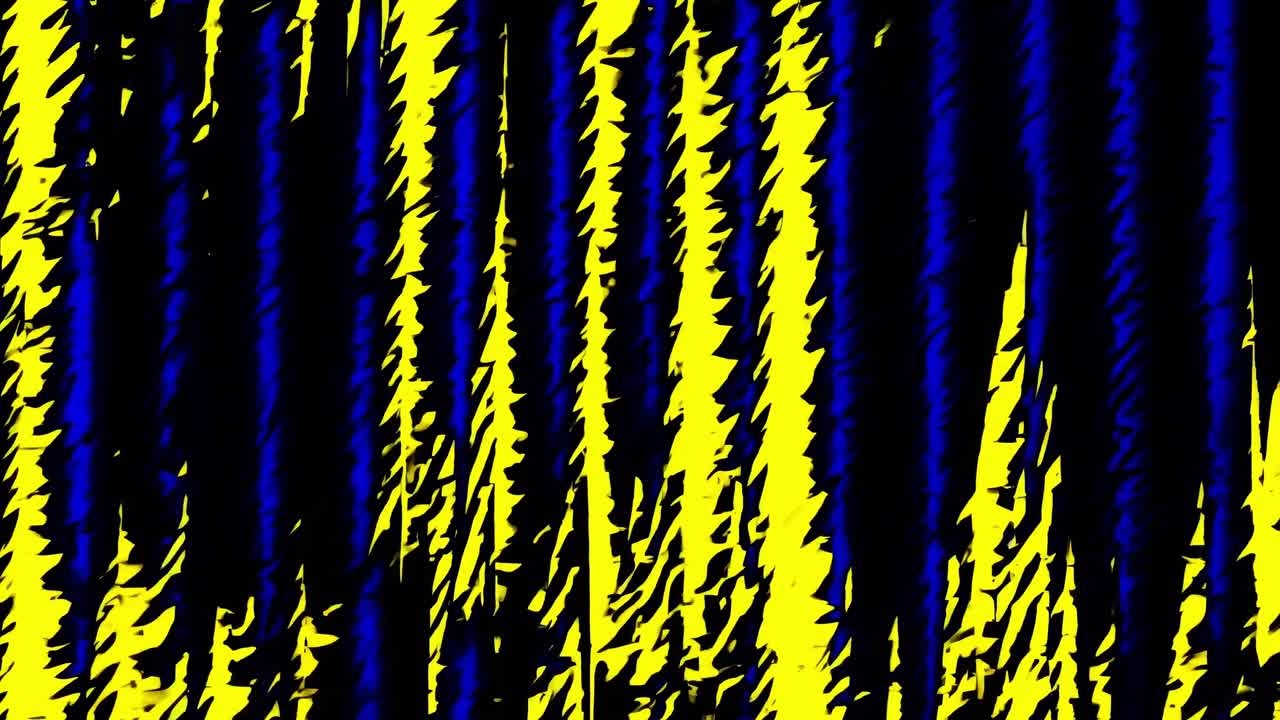 Dynamic abstract sequence showcasing vibrant yellow and blue zigzag patterns, illustrating a continuous flow of energy and movement across the frames, creating a striking visual experience