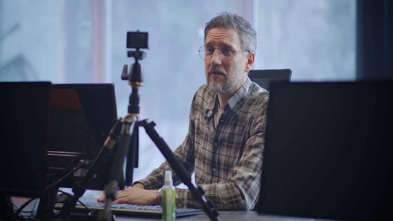 Man giving an online presentation or class