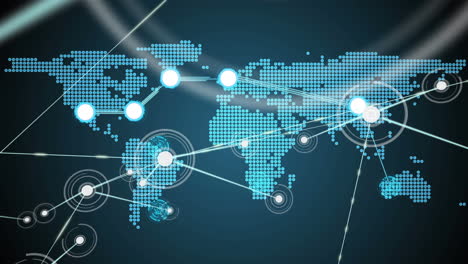 animación del mapa del mundo con redes de conexiones