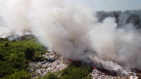 circling around dump site exhaling dangeround smokes in the countryside