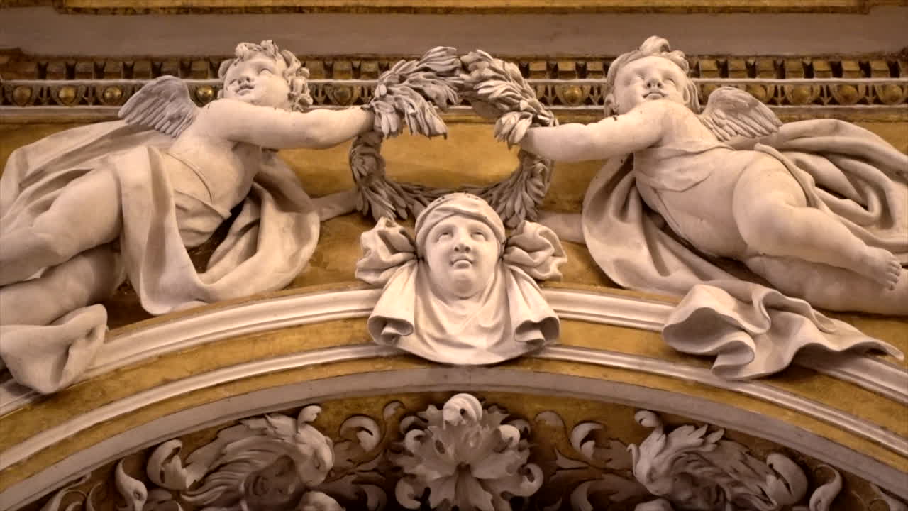 Intricate Baroque or Rococo Sculpture of Angels and a Wreath