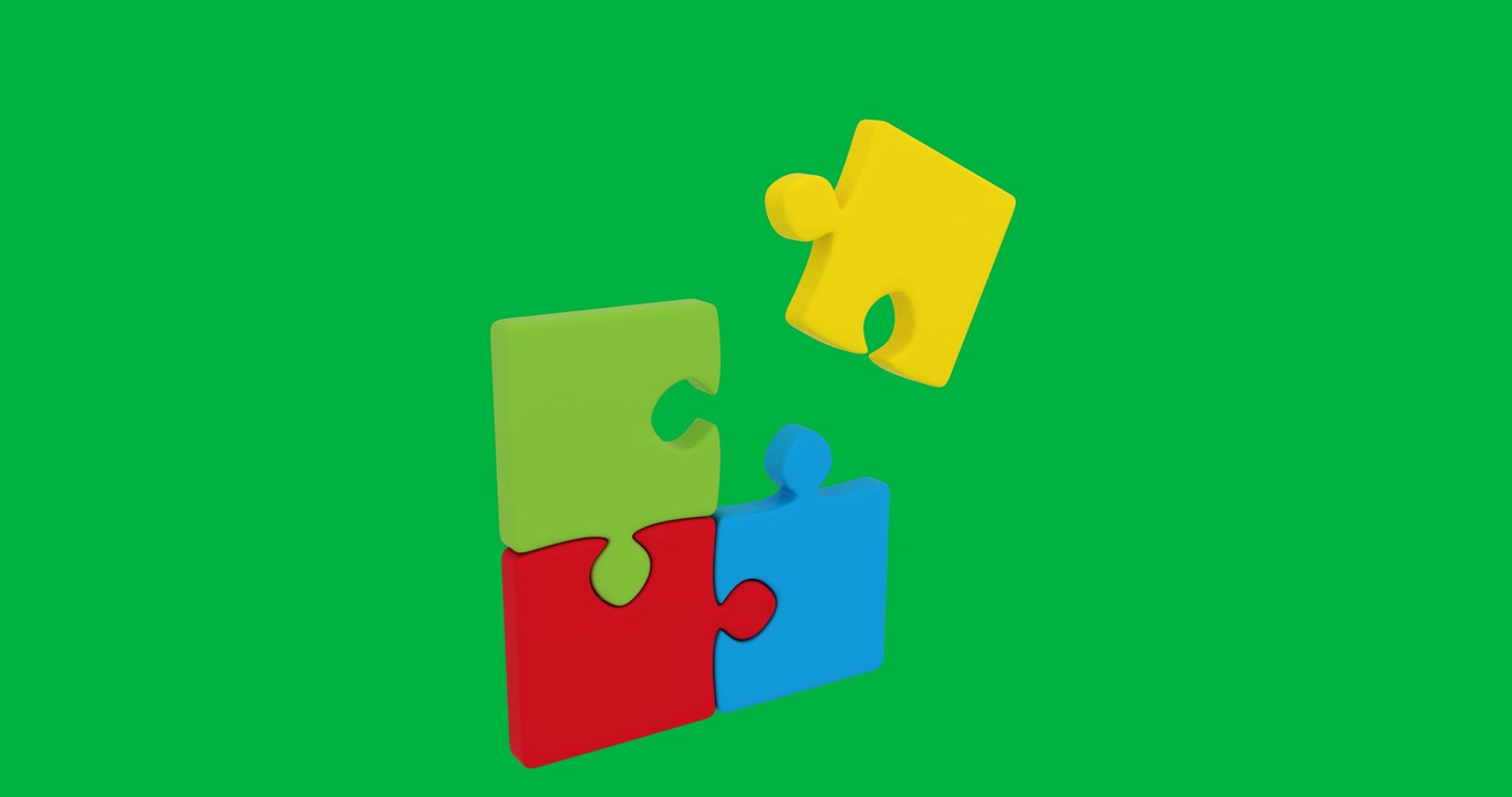 Icona animata digitale colorata celebra la Giornata Nazionale del Puzzle su sfondo nero