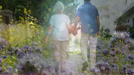 Animación-De-Una-Pradera-Sobre-Una-Pareja-De-Ancianos-Caminando-Y-Tomados-De-La-Mano