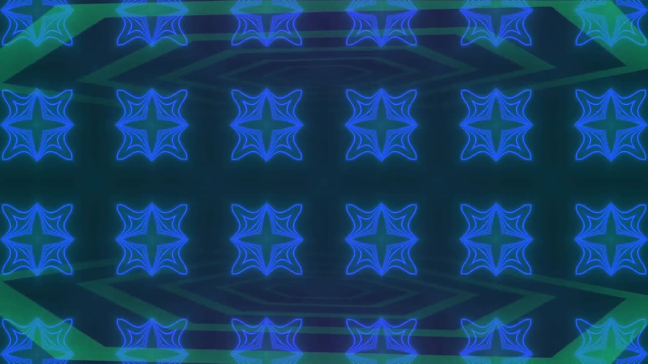 animación de formas verdes que se mueven sobre cruces azules