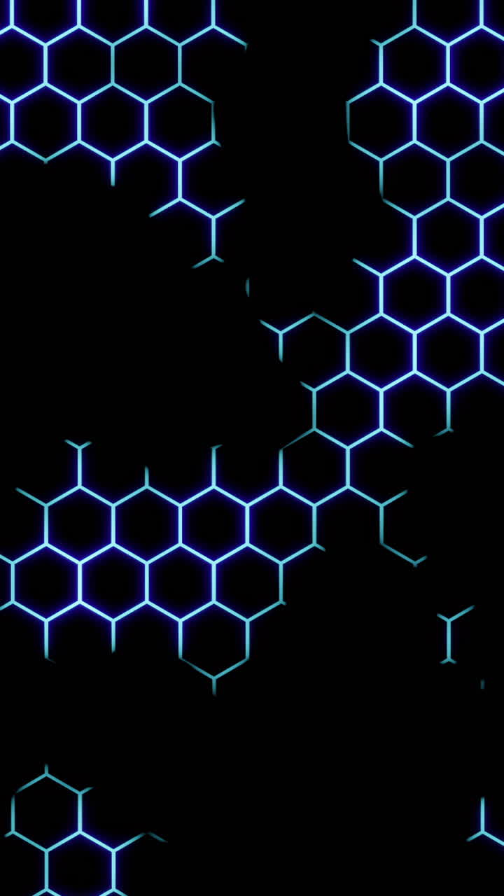 추상적인 네온 육각형 패턴