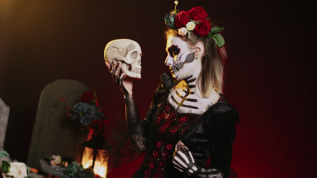 Woman in Day of the Dead Makeup and Costume