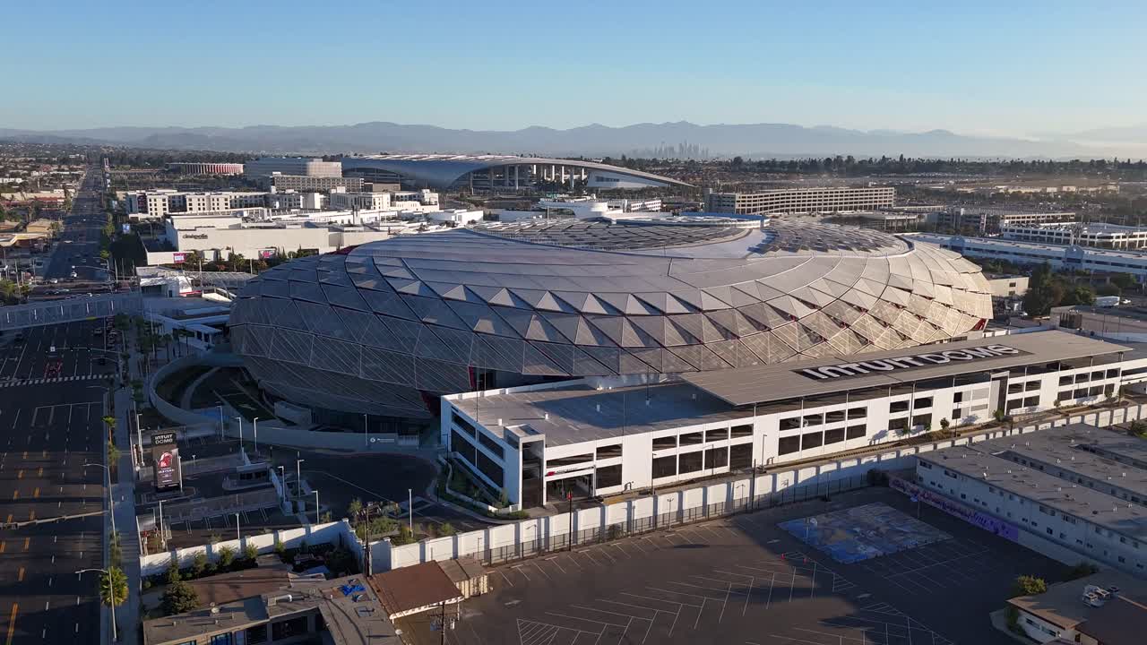 hyperlapse of Intuit Dome during sunrise