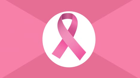 animation of pink ribbon logo appearing on pink background