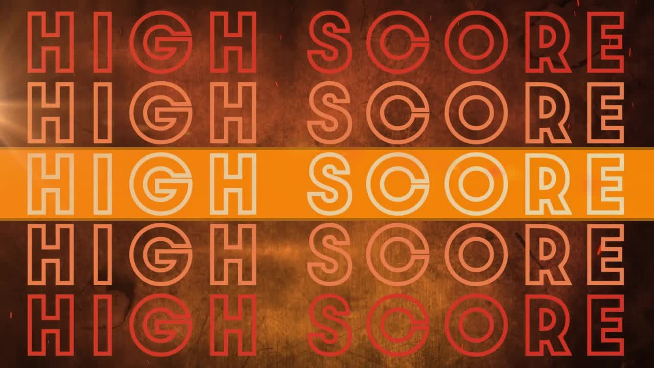 animación de texto de alta puntuación sobre formas