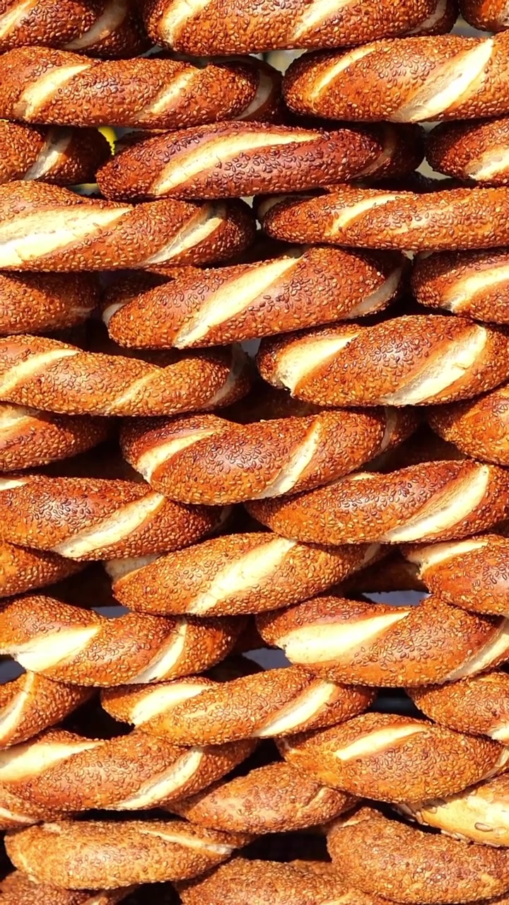 Stack of Freshly Baked Turkish Simit Bread