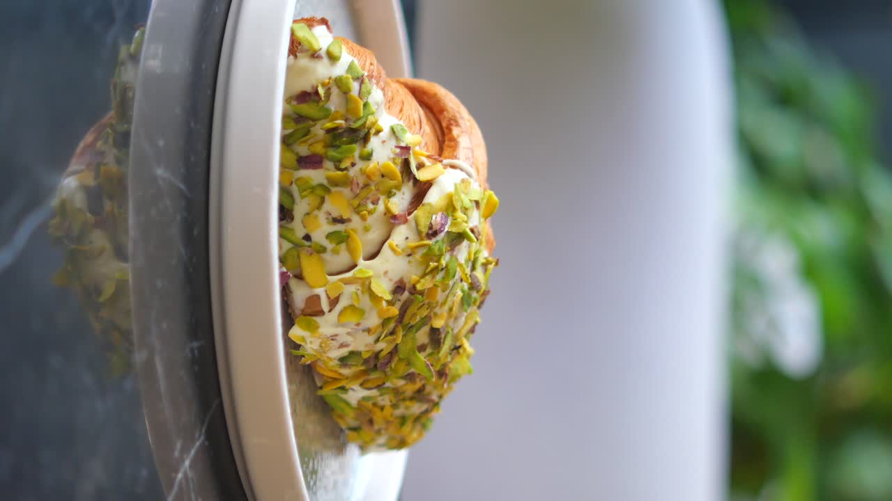 Dessert with Pistachios and Flower
