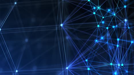 network grid with moving changing connections and links seamless. lines and dots abstract system. looped 3d animation blue digital structure. futuristic technology background concept
