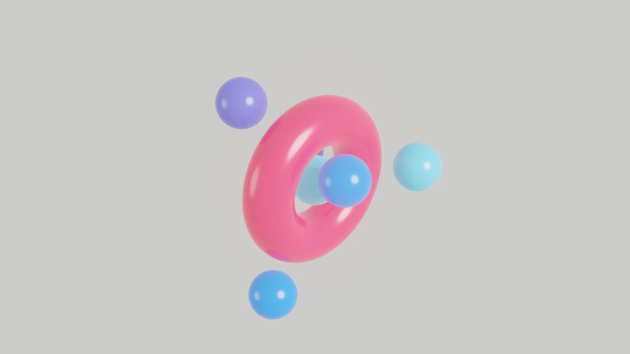 색 바탕에 다채로운 기하학적 요소, 원활한 루프, 3d 렌더링, 추상 애니메이션