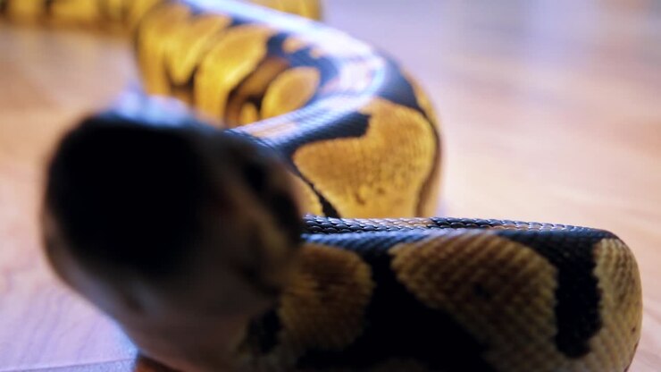 Een python wurgt een slang die door een man wordt vastgehouden