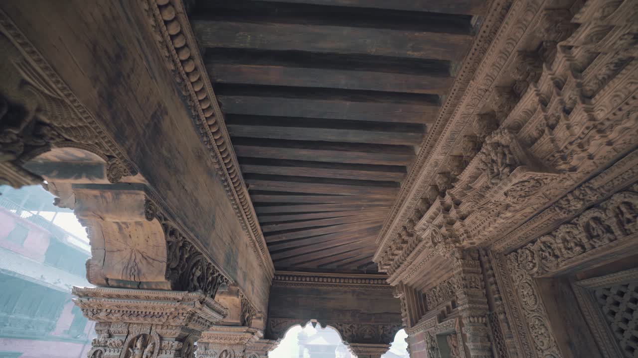 The rustic, intricate design of the old Patan Durbar Square in Nepal - tilt up rolling