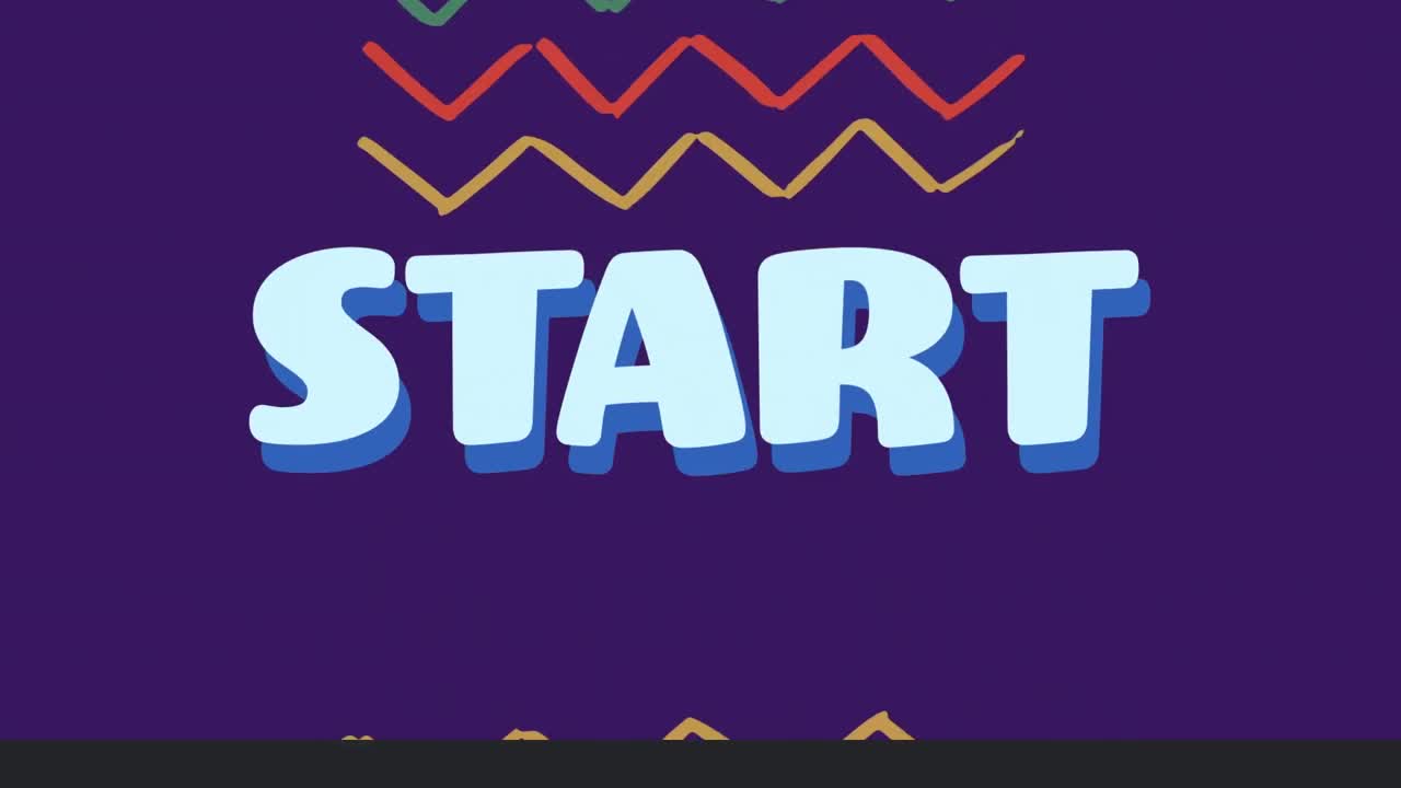 animación del texto de inicio sobre fondo azul