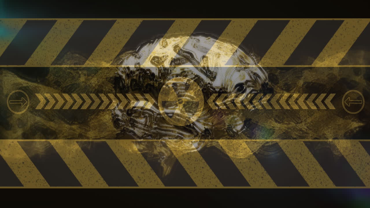 Animation of nuclear symbol over brain
