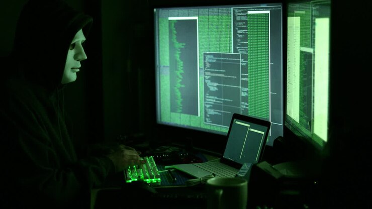 Hacker che lavora con i computer