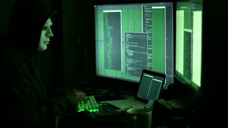hacker trabajando con computadoras