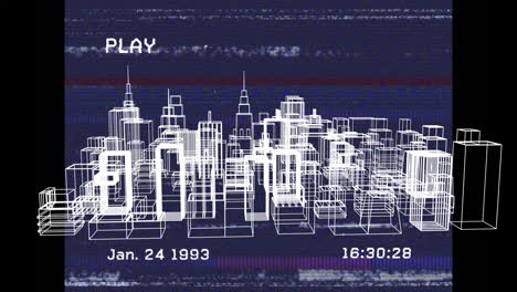animación de formas en movimiento sobre la ciudad digital