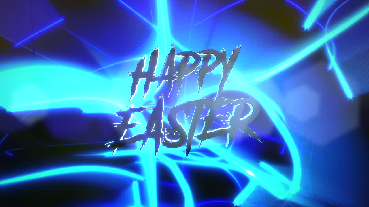 Buona Pasqua con linee al neon blu sul palco