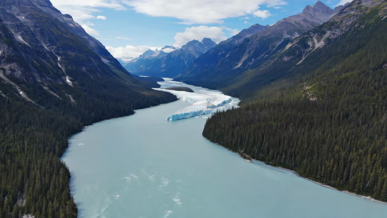 Glacier in a Mountain River Valley